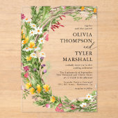 Invitations En Acrylique Fleurs sauvages rustiques Mariage bohème (Recto)