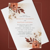 Invitations En Acrylique Fleurs Terracotta Rustiques et Mariage au Herbe de