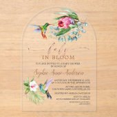 Invitations En Acrylique Fleurs tropicales des colibris Fille bébé en fleur (Recto)