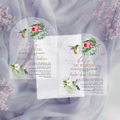 Invitations En Acrylique Fleurs tropicales des colibris Fille bébé en fleur