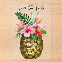 Fleurs Tropicales Hawaïennes et Économisez la Date