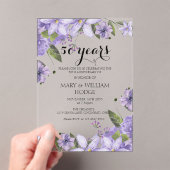Invitations En Acrylique Fleurs violettes de lavande 50e anniversaire maria (In situ (ordinateur de poche))