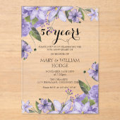 Invitations En Acrylique Fleurs violettes de lavande 50e anniversaire maria (Recto)