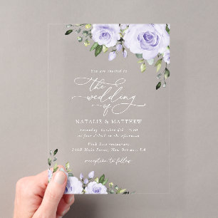 Invitations En Acrylique Fleurs violettes, Fleurs de lilas, Mariage floral