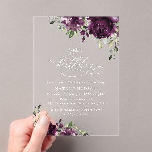 Invitations En Acrylique Fleurs violettes, fleurs de prunier, Boho, Anniver
