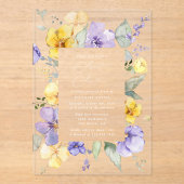 Invitations En Acrylique Fleurs violettes, Fleurs Jaunes, Boho, Sweet 16 (Recto)