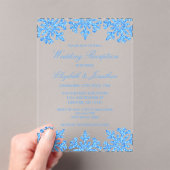 Invitations En Acrylique Flocon de neige bleu Réception de mariage d'hiver (In situ (ordinateur de poche))