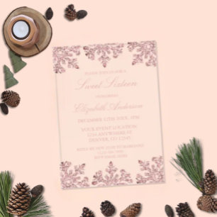 Invitations En Acrylique Flocon de neige d'hiver Rose Gold Rose 16 Douce