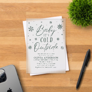 Invitations En Acrylique Flocon de neige vert bébé Il fait froid à l'extéri