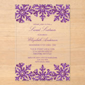 Invitations En Acrylique Flocon de neige violet Sweet hiver 16 (Recto)