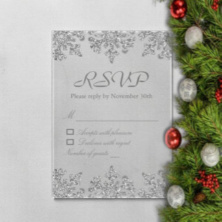 Invitations En Acrylique Flocons de neige d'argent Sweet Sixteen Hiver