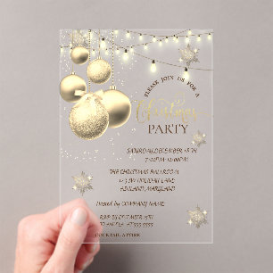 Invitations En Acrylique Flocons de neige en or, entreprise Balls Fête de N