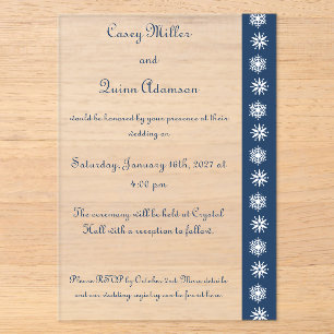 Invitations En Acrylique Flocons de neige hivernaux en mariage acrylique ma