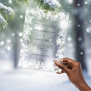 Invitations En Acrylique Flocons de neige mariage hivernal clair