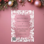 Invitations En Acrylique Flocons de neige mariage QR code RSVP clair hiver