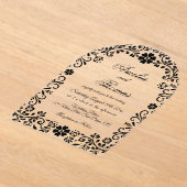 Invitations En Acrylique Floral Black Elegant Wedding (Poser)