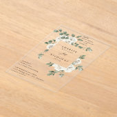 Invitations En Acrylique Floral blanc et Mariage d'Eucalyptus V2 (Poser)