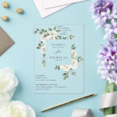 Invitations En Acrylique Floral blanc et Mariage d'Eucalyptus V2 (Insitu (Mariage))