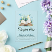 Invitations En Acrylique Floral Blue Book Boy Chapitre Un 1er anniversaire (Insitu (Mariage))