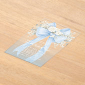 Invitations En Acrylique Floral Blue Bow Baby Boy Shower (Poser)