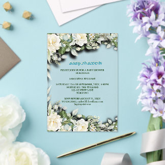 Invitations En Acrylique Floral Blue Watercolor Theme
