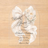 Invitations En Acrylique Floral Bow Elegant Bridal Shower  (Recto)