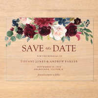 Floral de vin rouge Bourgogne Enregistrer la date