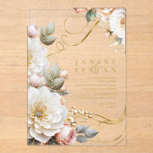 Invitations En Acrylique Floral Drama Mariage Transparent ID1022 (Recto)