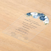 Invitations En Acrylique Floral Dusty Mariage botanique bleu (Poser)