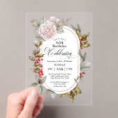 Invitations En Acrylique Floral féminin Décembre 60 Anniversaire Fête (In situ (ordinateur de poche))