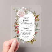 Invitations En Acrylique Floral féminin Décembre 80 Anniversaire Fête (In situ (ordinateur de poche))