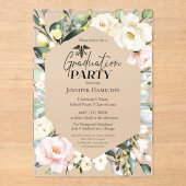 Invitations En Acrylique Floral Frame Médicale Graduation Party (Recto)