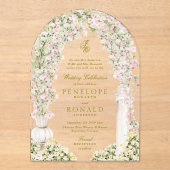 Invitations En Acrylique floral garden arch monogram wedding (Recto)
