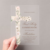 Invitations En Acrylique floral Holy cross First Communion (In situ (ordinateur de poche))