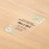 Invitations En Acrylique Floral Mariage avec Rose (Poser)