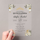 Invitations En Acrylique Floral Or blanc princesse Quinceanera (In situ (ordinateur de poche))
