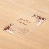 Invitations En Acrylique Floral Pampas Rustique Terracotta Script Mariage (Poser)