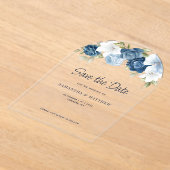 Invitations En Acrylique Floral QR Code Mariage Enregistrer la date Faire-p (Poser)