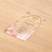 Invitations En Acrylique Floral rose Blush Gown Quinceanera (Poser)
