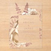 Invitations En Acrylique Floral Rose or Mariage or (Recto)
