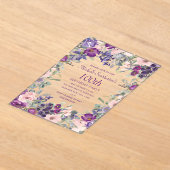 Invitations En Acrylique Floral rose violet 100e anniversaire (Poser)