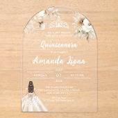 Invitations En Acrylique Floral transparent acrylique Quinceañera (Recto)
