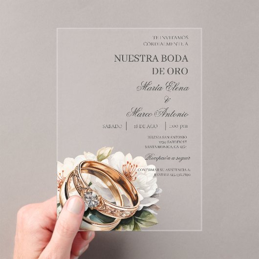 Invitations En Acrylique Floral wedding ring acrylic wedding  (In situ (ordinateur de poche))