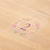 Invitations En Acrylique floral wreath design table number  (Poser)