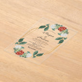 Invitations En Acrylique Floral Wreath & Geometric Frame Wedding Acrylic (Poser)