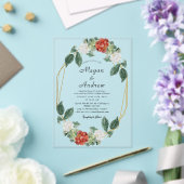 Invitations En Acrylique Floral Wreath & Geometric Frame Wedding Acrylic (Insitu (Mariage))