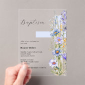 Invitations En Acrylique Florals bleu croix garçon clair Baptême (In situ (ordinateur de poche))