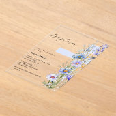 Invitations En Acrylique Florals bleu croix garçon clair Baptême (Poser)