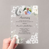 Invitations En Acrylique Floraux de diamants en argent 60e anniversaire mar (In situ (ordinateur de poche))