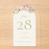 Invitations En Acrylique floraux élégants ressort Arche acrylique Numéro de (Recto)